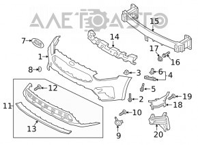 Emblema de pe bara din față a modelului Kia Forte 4d 14-18, nouă, originală OEM.