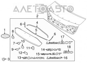 Emblema cu inscripția ECO pentru capacul portbagajului Hyundai Sonata 15-17