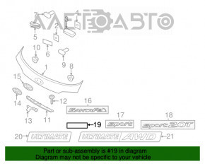 Emblema cu inscripția AWD pe ușa portbagajului Hyundai Santa FE Sport 13-18