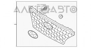 Grila radiatorului asamblată Hyundai Santa FE 19-20 cu emblemă, grafit