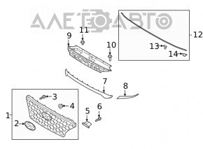 Grila radiatorului asamblată Hyundai Santa FE 19-20 cu emblemă, grafit