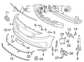 Уплотнитель капота на бампере Kia Forte 4d 17-18 рест