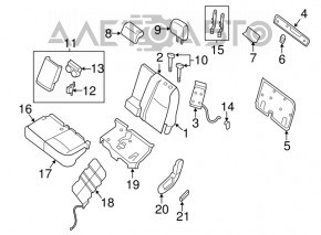 Suport de cap pentru spate dreapta Infiniti JX35 QX60 13- piele maro.