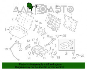 Suport pentru cap al scaunului din spate, al doilea rând, dreapta, Nissan Murano z52 15- piele neagră.