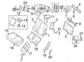 Подголовник задний центр Nissan Pathfinder 13-20 тряпка черн