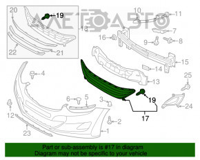 Нижняя решетка переднего бампера в сборе Hyundai Elantra UD 11-13 дорест без хрома, трещины