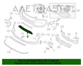 Grila inferioară a bara față Hyundai Santa FE Sport 17-18 restilizată pentru SUA, fără radar.