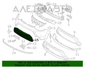 Grila inferioară a bara de protecție față Kia Soul 14-16, nouă, originală OEM