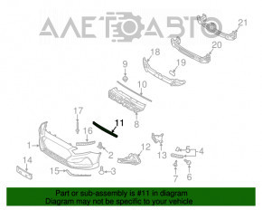 Grila inferioară a bara față Hyundai Sonata 18-19 nouă, neoriginală