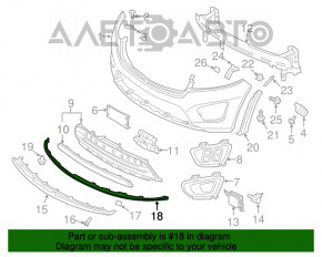 Губа переднего бампера Kia Sorento 16-18 дорест под цельный бампер