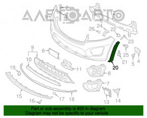 Capacul aripii din față dreapta pentru bara completă Kia Sorento 16-18 pe bara de protecție