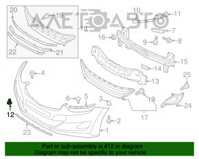 Capacul de tractare a cârligului de remorcare pentru bara de protecție față Hyundai Elantra UD 11-13 pre-restilizare.