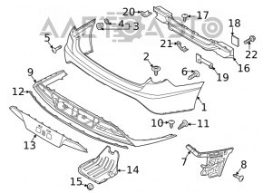 Bara spate goală Hyundai Sonata 20- KOR cu senzori de parcare nouă OEM originală uzată