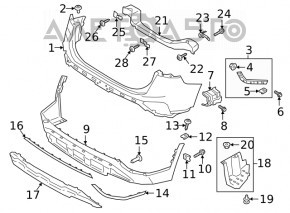 Montarea suportului pentru bara spate pe amplificatorul inferior central Hyundai Santa FE 19-20 SUA