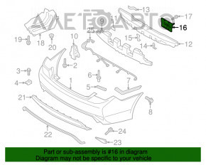 Colțul amplificatorului de bara spate stânga Hyundai Sonata 11-15 hibrid.