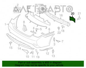 Colțul amplificatorului de bara spate dreapta Hyundai Sonata 11-15 tip 2 are un șurub rupt și rugină.