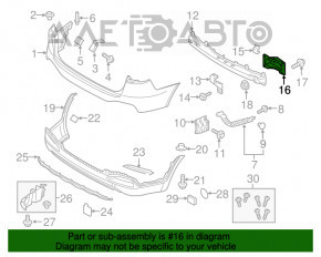 Colțul amplificatorului de bara spate dreapta Kia Sorento 16-18 pre-restilizare SUA