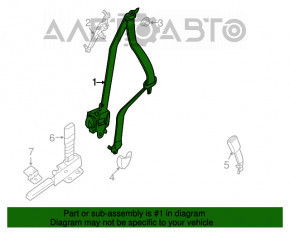 Centura de siguranță pentru șofer Infiniti JX35 QX60 13- tip 3 negru, cu tensiune automată