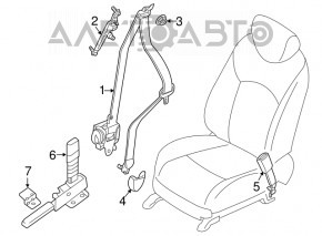 Centura de siguranță pentru șofer Infiniti JX35 QX60 13- tip 3 negru, cu tensiune automată