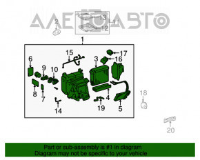 Corpul gol al aerului condiționat, partea stângă a Lexus RX300 98-03.