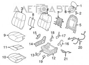 Scaun de pasager Nissan Rogue 14-20 fără airbag, manual, material textil negru, tip 2