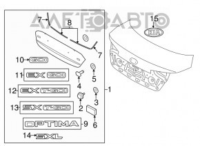 Накладка крышки багажника Kia Optima 11-13 дорест сломано крепление