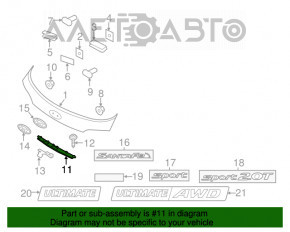 Bara de iluminare a numărului de pe ușa portbagajului Hyundai Santa FE Sport 17-18