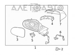 Зеркало боковое левое Hyundai Santa FE 19- 5 пинов, BSM, синее