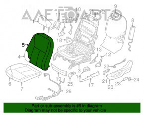 Scaun de pasager Infiniti Q50 14-16 cu airbag, electric, piele, negru, pentru curățare chimică, ușor uzat.