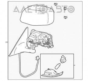 Зеркало боковое правое Lexus GS300 GS350 GS430 GS450h 06-07 14 пинов, подогрев, автоскладывание, черное