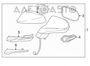 Oglindă laterală dreapta pentru Lexus NX300 NX300h 18-21, semnalizator, BSM, auto-întunecare