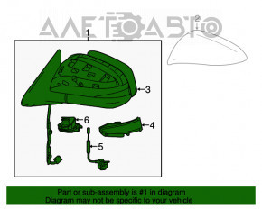 Motorul oglindă stângă laterală Toyota Highlander 14-19