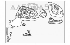 Oglindă laterală stângă Toyota Highlander 20- semnalizator, încălzire, BSM