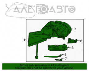 Oglindă laterală stângă Toyota Prius 50 16- 6 pini, BSM, verde