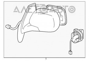 Корпус левого зеркала Lexus RX330 RX350 RX400h 04-09 черное, трещина