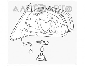 Oglindă laterală stângă Toyota Highlander 08-13, 7 pini, încălzire, argintie