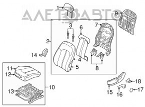 Scaunul șoferului pentru Hyundai Sonata 18-19 fără airbag, manual, material textil gri.