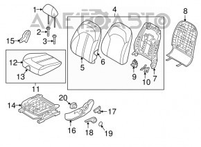 Scaunul șoferului Kia Optima 16- fără airbag, manual, material textil negru.