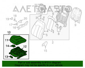 Scaun de pasager Hyundai Sonata 18-19 fără airbag, manual, material textil gri.