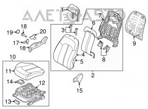 Scaun de pasager Hyundai Sonata 18-19 fără airbag, manual, material textil gri.