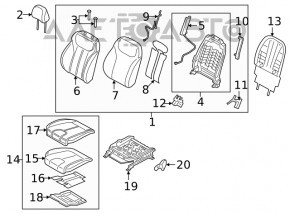 Scaun de pasager Hyundai Santa FE 19-20 fără airbag, material textil negru, cu încălzire