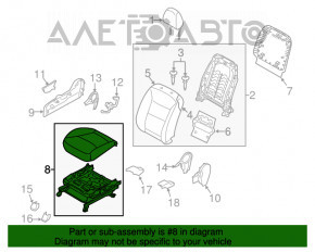 Scaun de pasager Kia Sorento 10-15 fără airbag, material textil negru