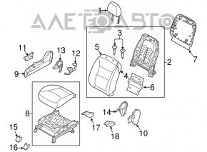 Scaun de pasager Kia Sorento 10-15 fără airbag, material textil negru