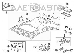 Крючок крепления водительского козырька Honda Civic X FC 16-21 4d серый