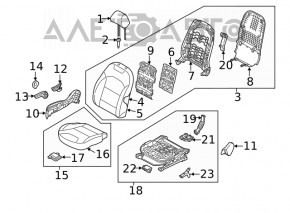 Scaun de pasager Kia Niro 17-22 HEV, PHEV cu airbag, combinat, negru, manual, incalzire, zgarieturi pe plastic, necesita curatare.