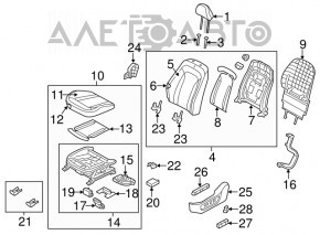 Водительское сидение Kia Optima 11-15 без airbag, велюр серое