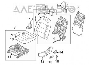 Водительское сидение Kia Forte 4d 17-18 без airbag, мех, тряпка, черн