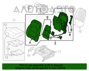 Водительское сидение Hyundai Tucson 16-18 без airbag, электрическое, подогрев, тряпка черная