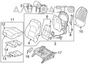 Водительское сидение Hyundai Tucson 16-18 без airbag, электрическое, подогрев, тряпка черная