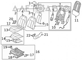 Водительское сидение Hyundai Sonata 20-22 с airbag, механическое, комбинированное черное с красной строчкой